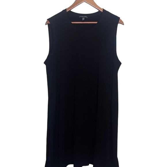 EILEEN FISHER Black Stretch Jersey Side Slit Long Tunic Top Tank Women’s Sz XL - Picture 1 of 7